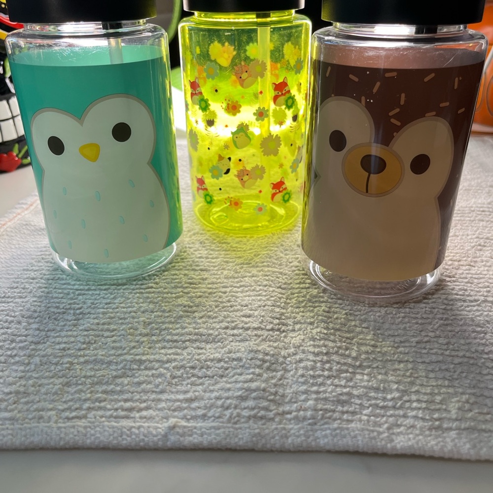 Squishmallows Kids Water Bottles - Blue, Green, Brown - Picture 2 of 5